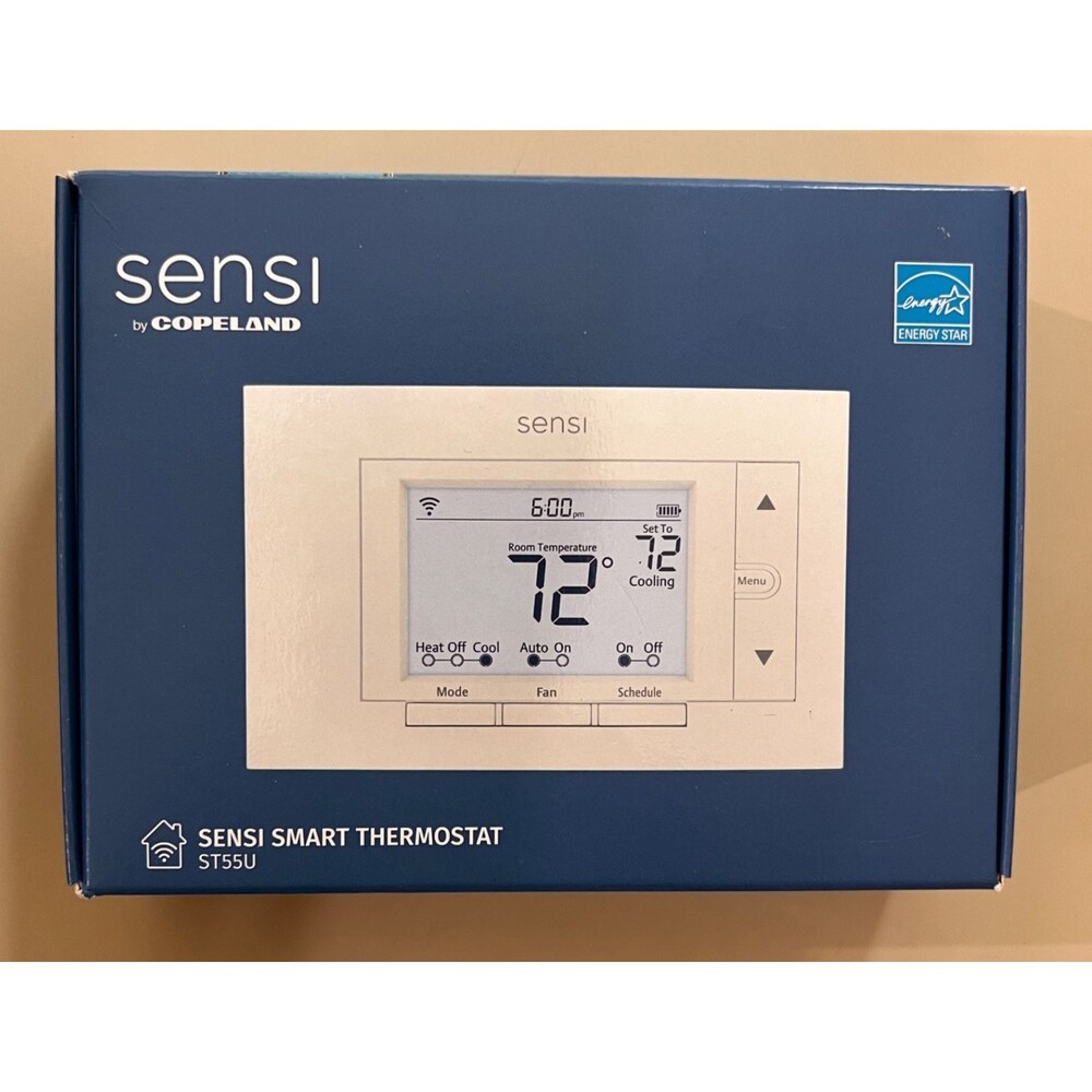 Emerson Sensi Smart Programmable Thermostat ST55U,  White, WiFi App Control-NEW